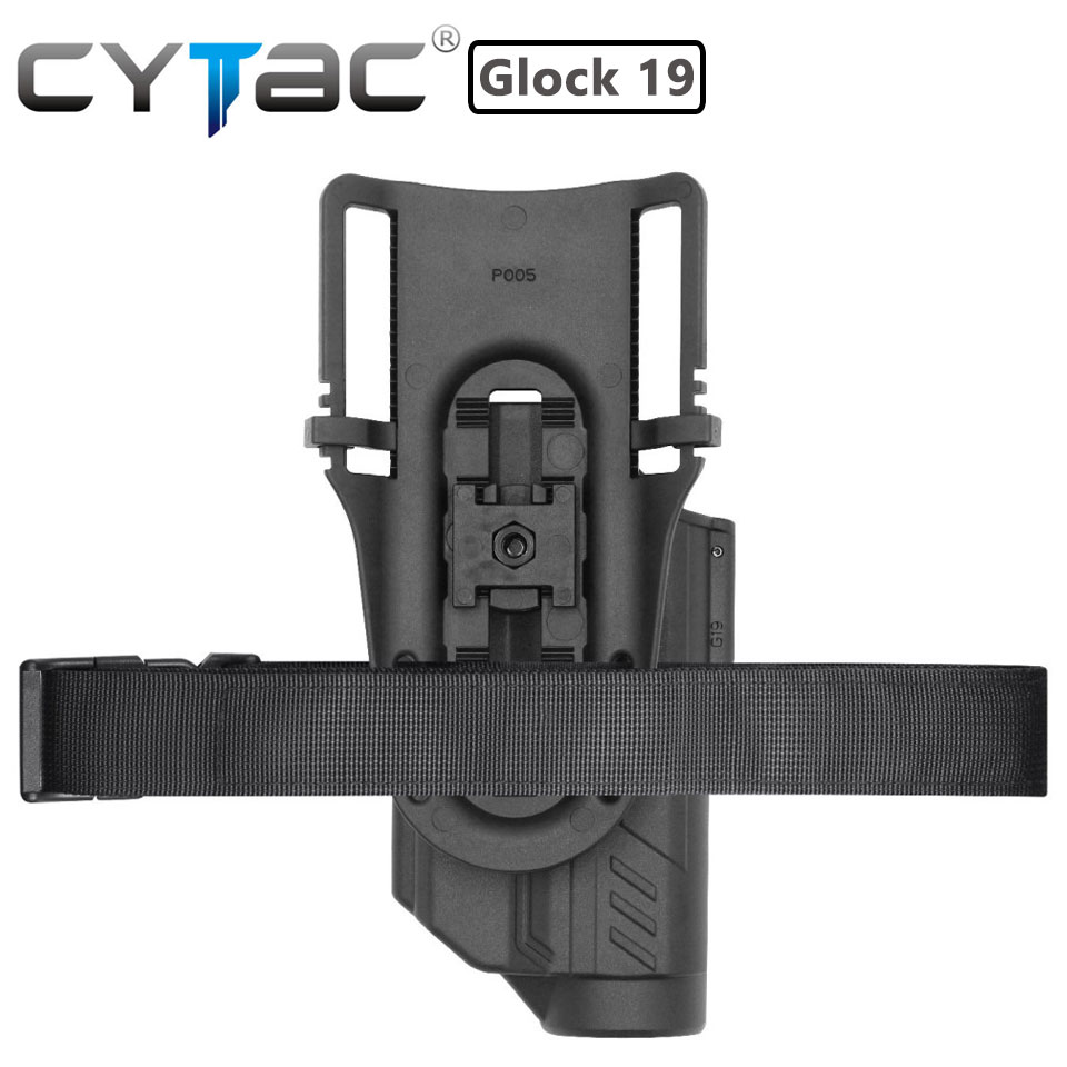 (งานแท้) ซองปืน G17/G19 ติดไฟฉาย + เพลทลดต่ำ + รัดขา ยี่ห้อ Cytac