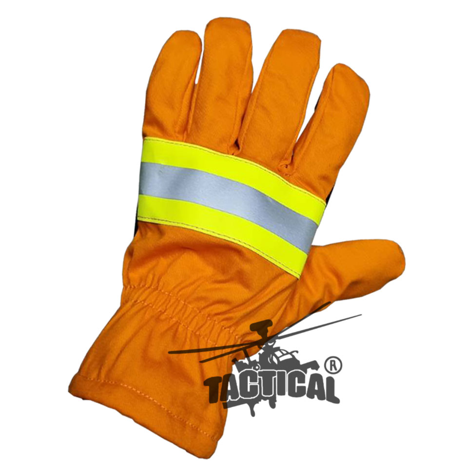 ถุงมือดับเพลิง กันเปลวไฟ มีแถบสะท้อนแสง