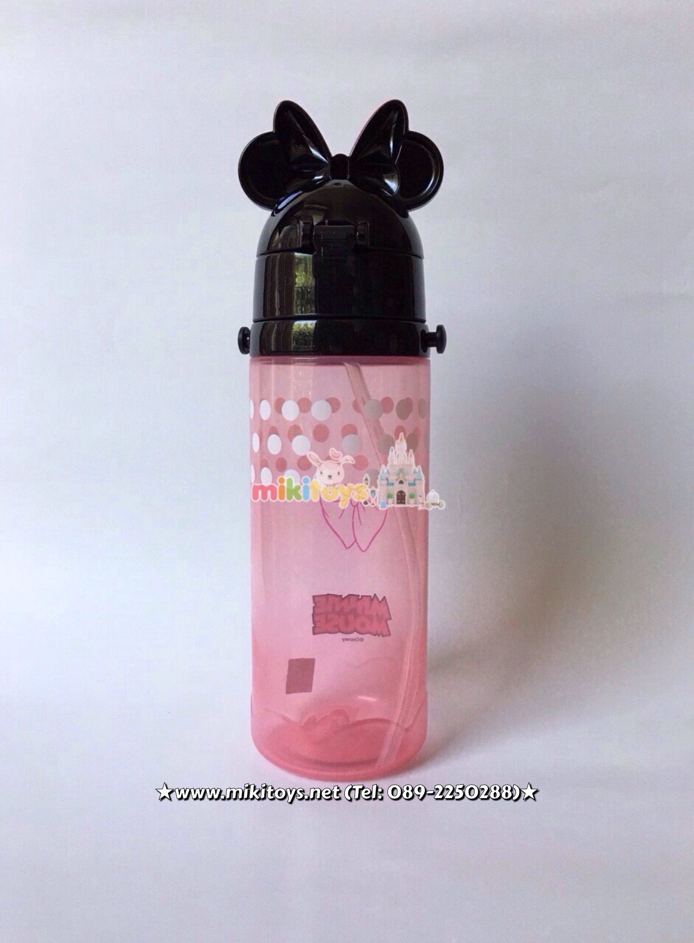 3D ~ กระติกน้ำสำหรับเด็ก Minnie Mouse 3D มินนี่เมาส์ โบว์ใหญ่บิ๊กเบิ้ม น่ารักมว๊ากๆๆกดปุ่มฝาเด้ง หลอดซิลิโคนในตัว