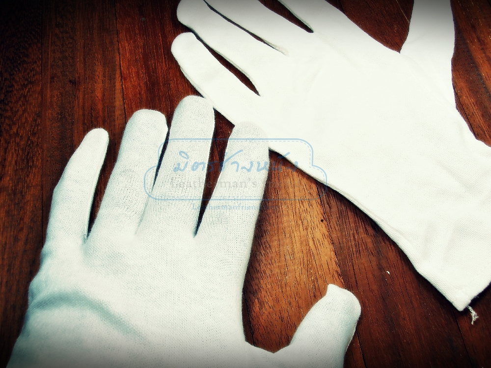 ถุงมือขาวcotton ใช้ทำงานหนัง หนังจะสะอาด กันเปื้อน ซักได้