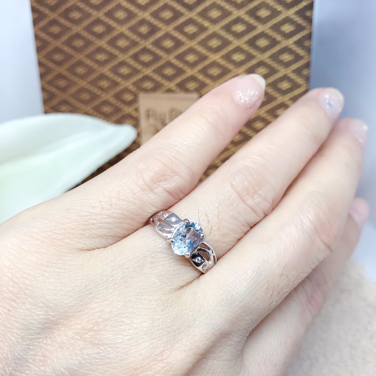 แหวนเงินแท้ พลอยอะความารีนแท้(ราศีมีน)