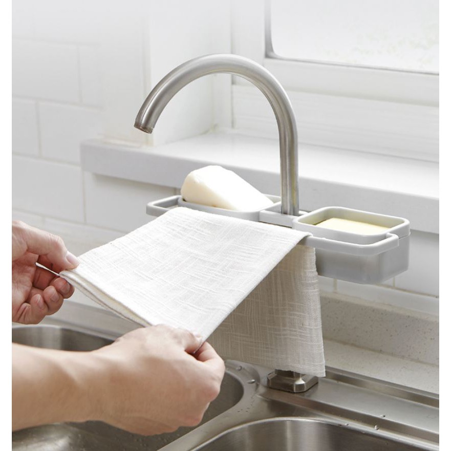 Akachan ที่วางสบู่ อุปกรณ์ล้างจาน แบบ 2 ถาดคู่