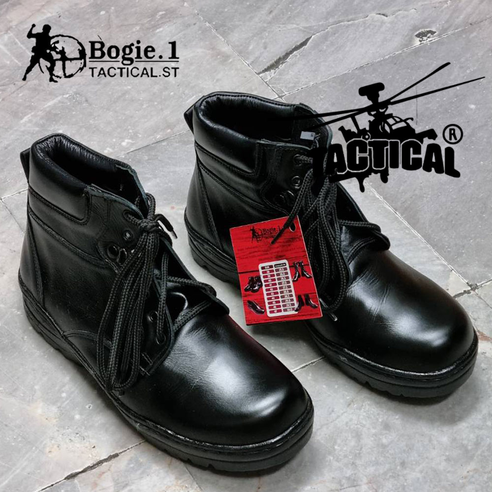 รองเท้าหุ้มข้อสั้นสีดำ รุ่น POLICE SHOES (PS) ซิป/ไม่ซิป