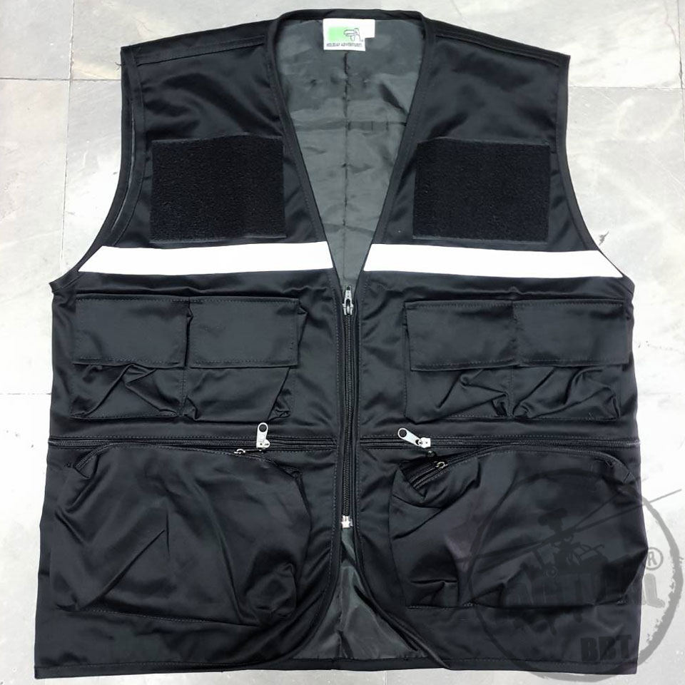 เสื้อกั๊ก ดำ ตีนตุ๊กแก แถบหน้า-หลัง