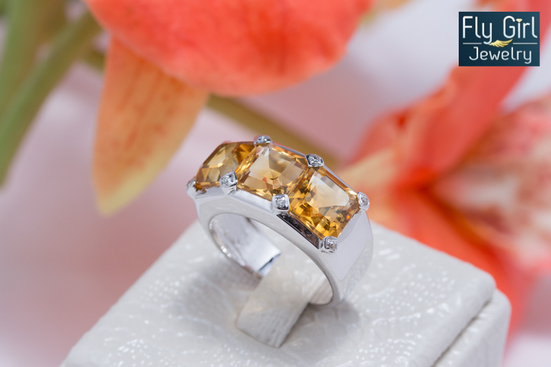 แหวนเงินแท้ พลอยซิทรีนแท้(ราศีพิจิก)