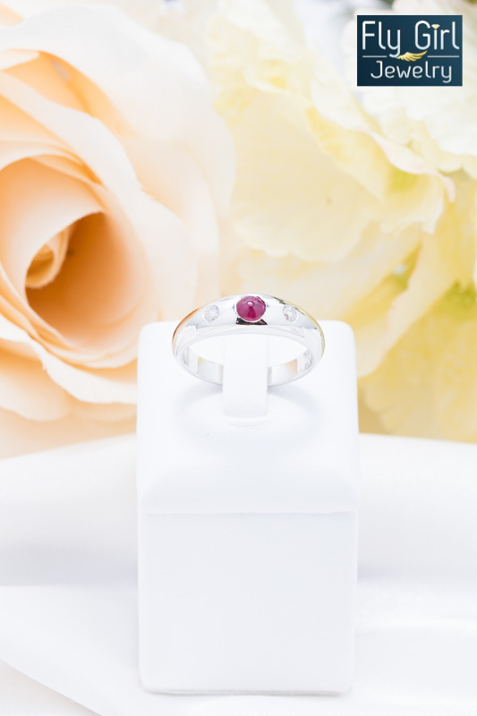 แหวนเงินแท้ พลอยทับทิมแท้(ราศีกรกฎ)