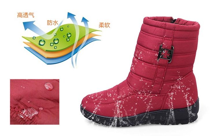 Pre Order - รองเท้ากันหนาว รองเท้าลุยหิมะ ผ้าร่มกันน้ำ ข้างในบุกำมะหยี่ ซิบข้าง สูง 19cm สี : น้ำเงิน / ดำ / น้ำตาล / ไวน์แดง / เขียว ไซส์ 36 / 37 / 38 / 39 / 40 / 41 / 42