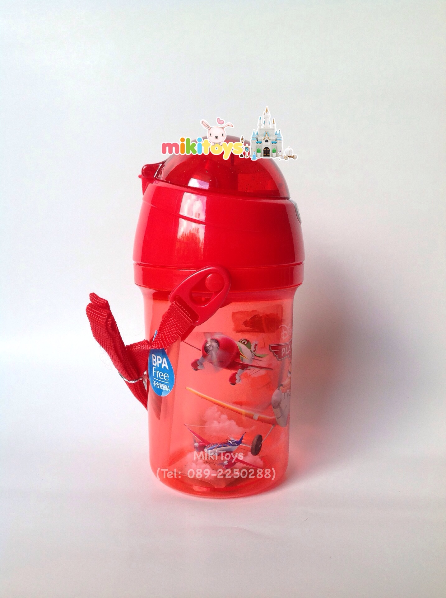 กระติกน้ำเด็กลายเครื่องบิน Planes เหินซิ่งชิงเจ้าเวหา ขนาด400ml. รุ่นฝาเด้ง หลอดในตัว ลายสกรีนสวย