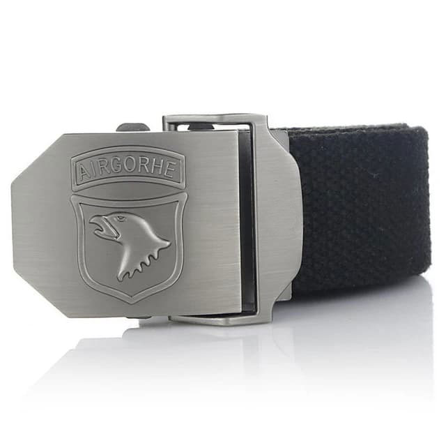 เข็มขัด หัวเงินปั้มลาย สายผ้า Canvas