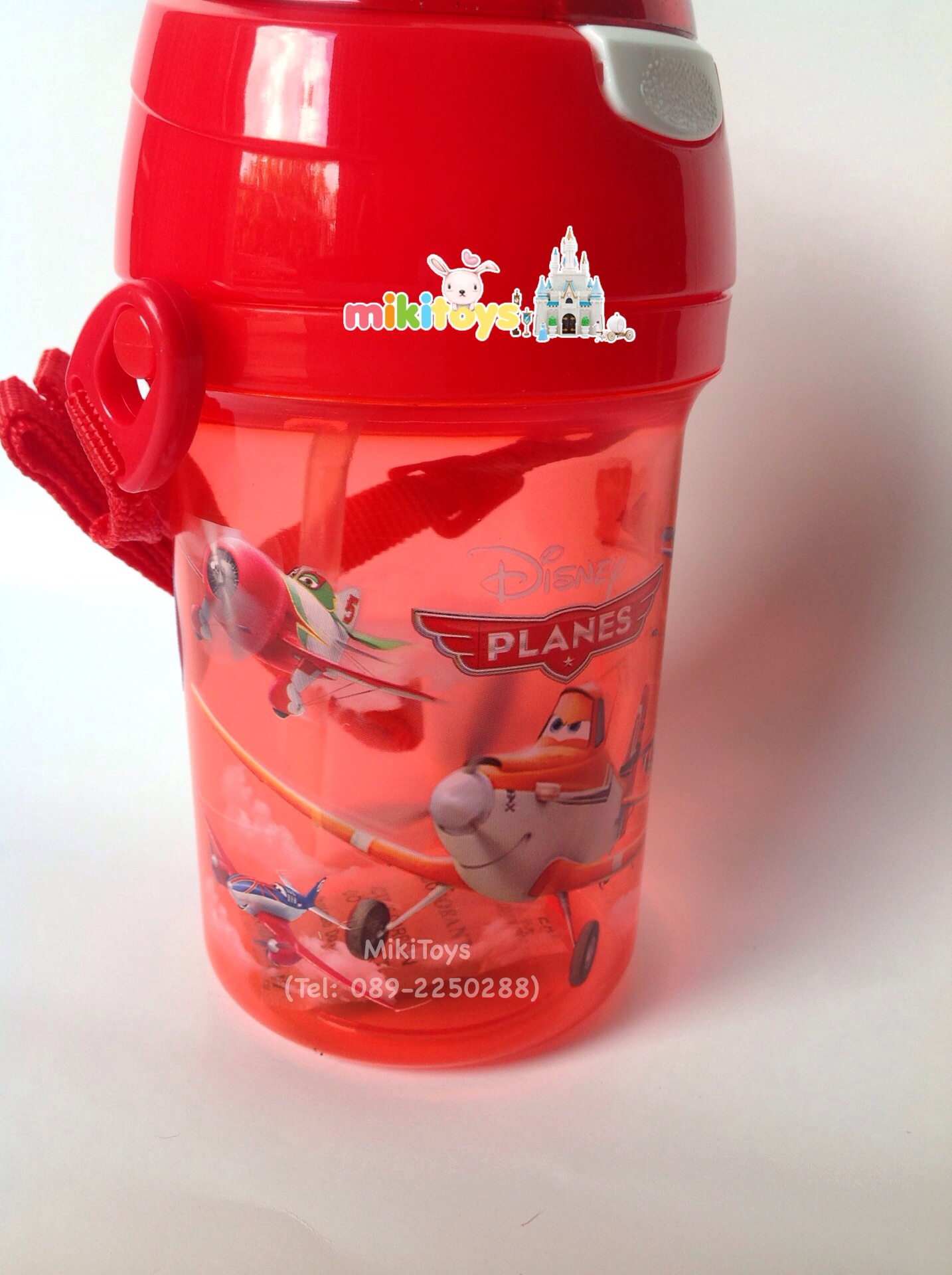 กระติกน้ำเด็กลายเครื่องบิน Planes เหินซิ่งชิงเจ้าเวหา ขนาด400ml. รุ่นฝาเด้ง หลอดในตัว ลายสกรีนสวย