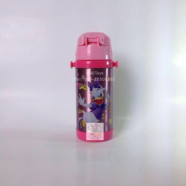กระติกน้ำมินนี่เมาส์และเดซี่ดั๊ก Disney Minnie Mouse& Daisy Duck สีชมพู 350ml. รุ่นกดแล้วฝาเด้ง เก็บอุณหภูมิ