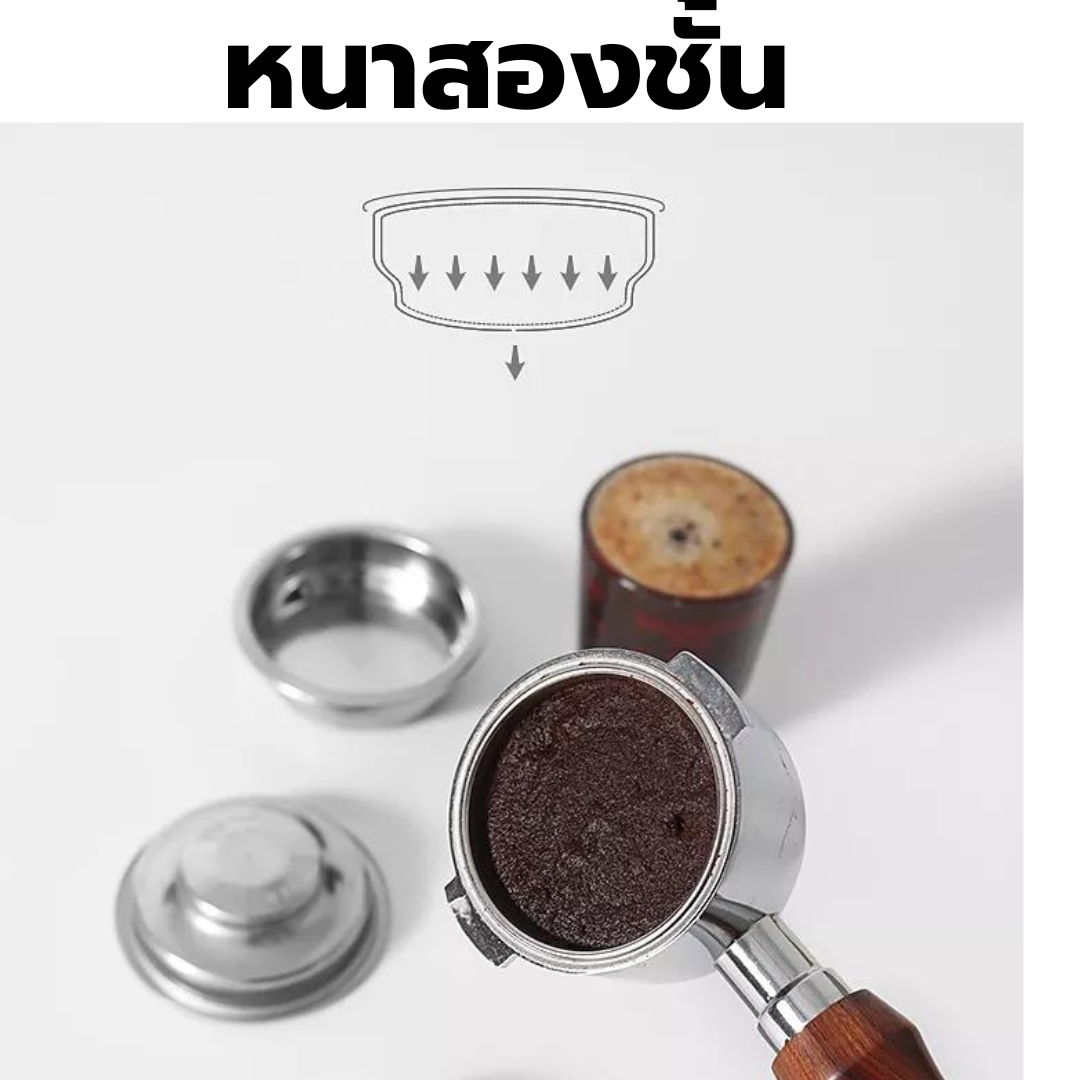 ตะแกรงรูเดียว กลั่นชา ชงชา ชงกาแฟ 2 ช็อต รูออกตรงกลาง สแตนเลส ขนาด 58 มิล Pressurized Coffee Filter Basket 58MM 2 Cups รหัส 2241