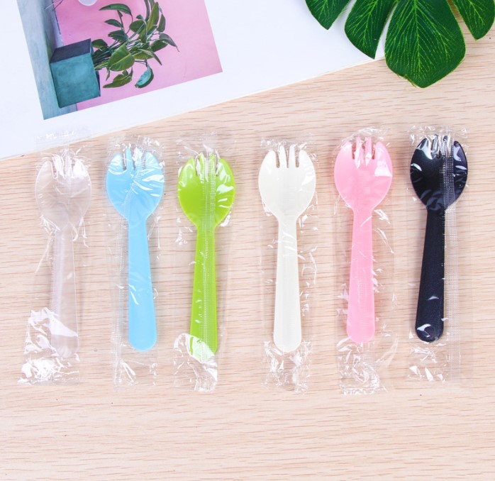 ช้อนขนม พลาสติก แพ็ค 100 ชิ้น (แพ็คแยกชิ้นทุกชิ้น)