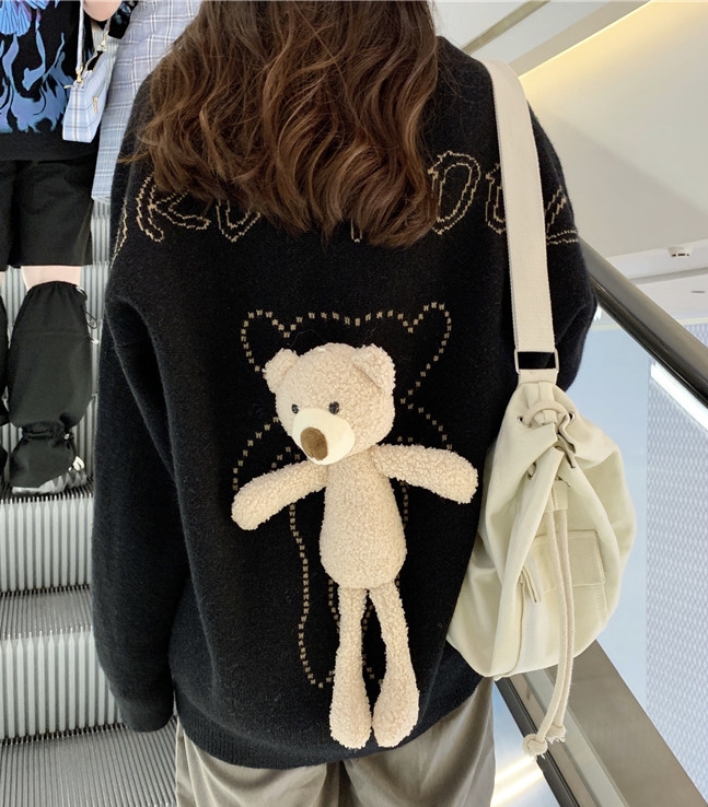 CO-001 เสื้อคาร์ดิแกนกันหนาว สไตล์เกาหลี (มีตุ๊กตาติดด้านหลัง)