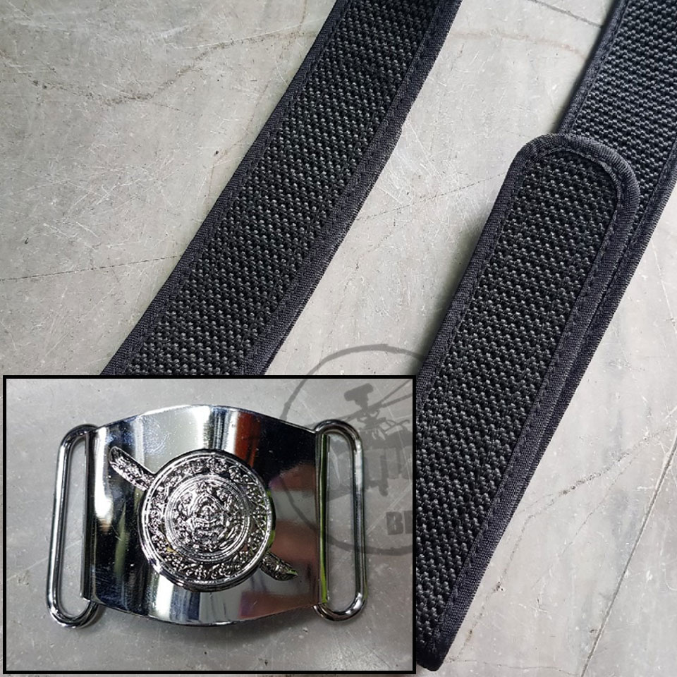 เข็มขัดไนลอนกุ๊นขอบ + หัวตราโล่