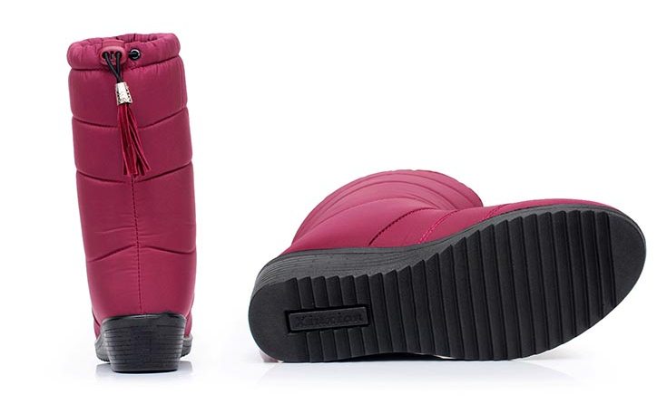 Pre Order - รองเท้ากันหนาว รองเท้าลุยหิมะ ผ้าร่มกันน้ำ ข้างในบุกำมะหยี่ สูง 30cm สี : ดำ / ไวน์แดง ไซส์ 35 / 36 / 37 / 38 / 39 / 40