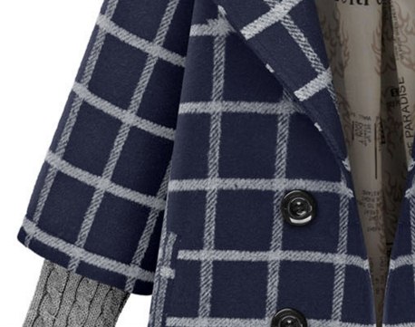 PreOrderคนอ้วน - เสื้อกันหนาวแฟชั่น ไซส์ใหญ่ คนอ้วน เสื้อไหมพรม คลุมด้วยเสื้อลายสก๊อตด้านนอก สีเทาน้ำเงิน