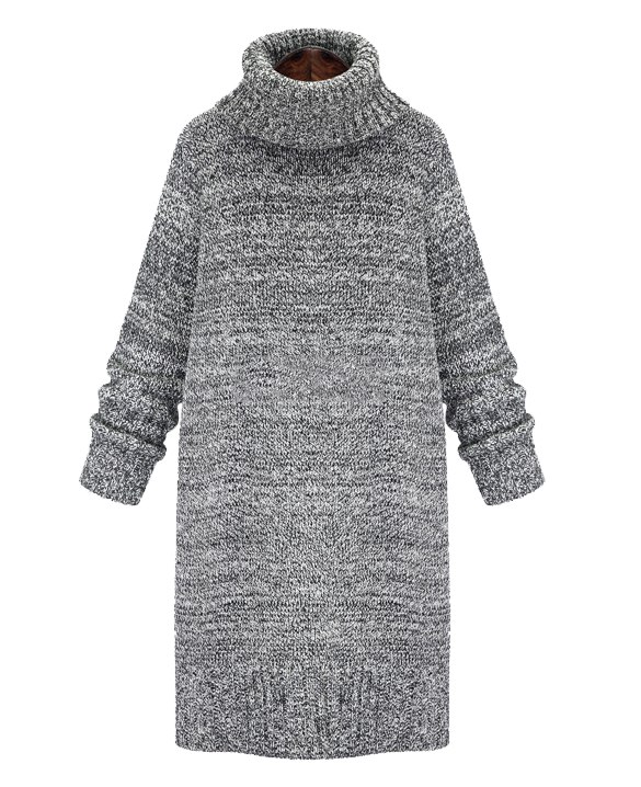 LD007 - เสื้อกันหนาว - ไหมพรมยาว คอเต่า ผ้าไม่หนามาก ยืดอีกจ้า สี : เทาอ่อน / เทาเข้ม