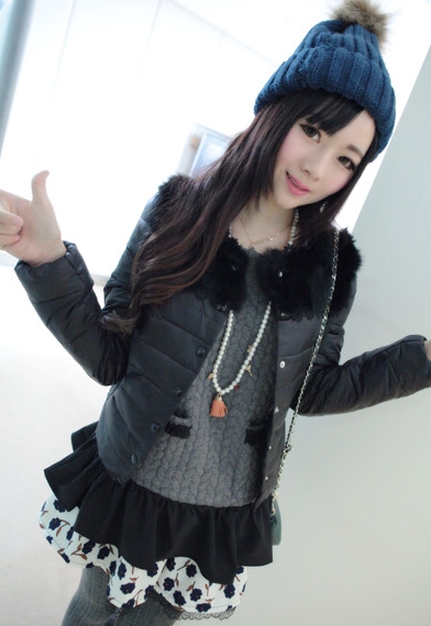 Pre Order - เสื้อกันหนาวแฟชั่นเกาหลี กระเป๋าหน้าสองข้าง ชายเสื้อทำเป็นกระโปรงเย็บติดกัน : สีขาว / สีเทา / สีดำ