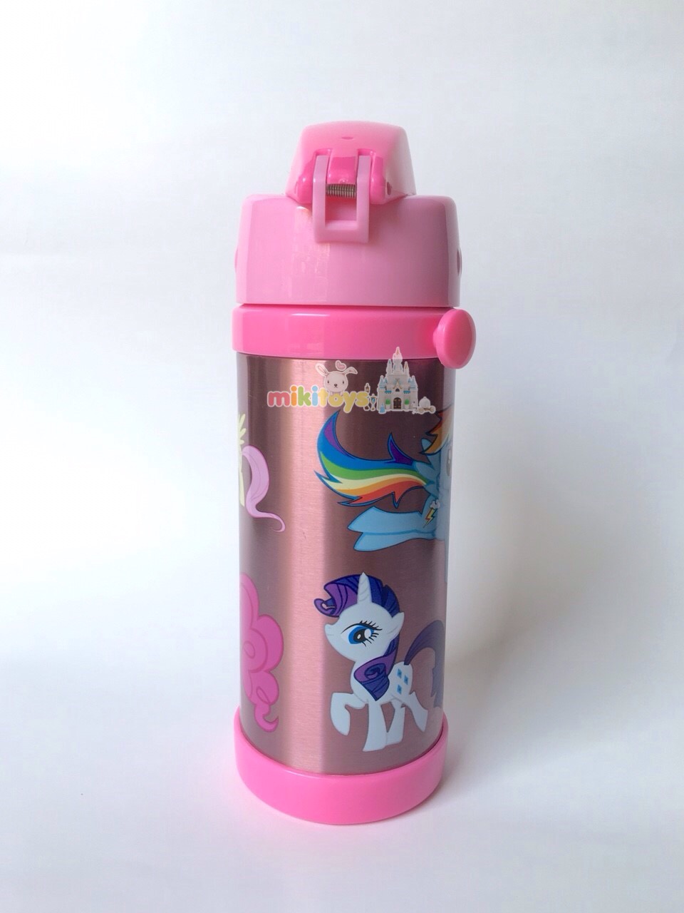 กระติกน้ำ มาย ลิตเติ้ลโพนี่ My little Pony~PINK (Rainbow Power)สีชมพู ขนาด350ml. รุ่นกดแล้วฝาเด้ง พร้อมตัวล็อค2ชั้น