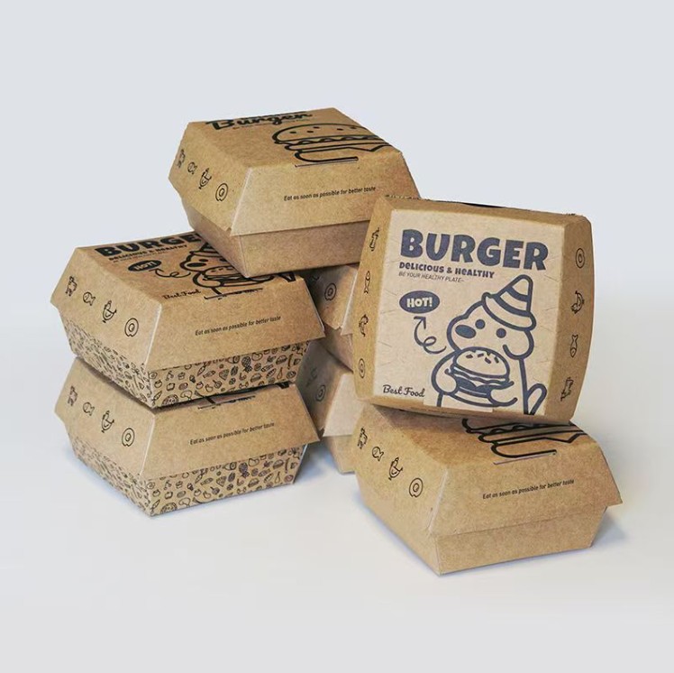 กล่องใส่เบอร์เกอร์ กระดาษ Food Grade เคลือบกันไขมัน (grease-proof paper) แพ็ค 50 ชิ้น