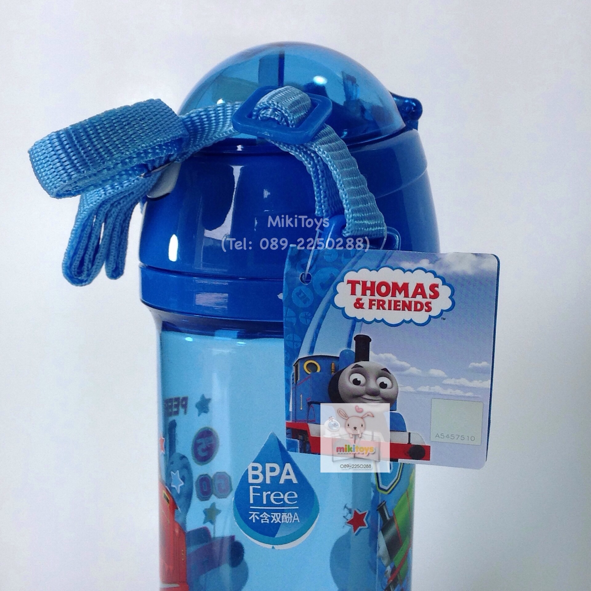 กระติกน้ำโทมัส Thomas สีฟ้าใส รุ่นฝาเด้ง หลอดในตัว *BPA free ปลอดภัยค่ะ