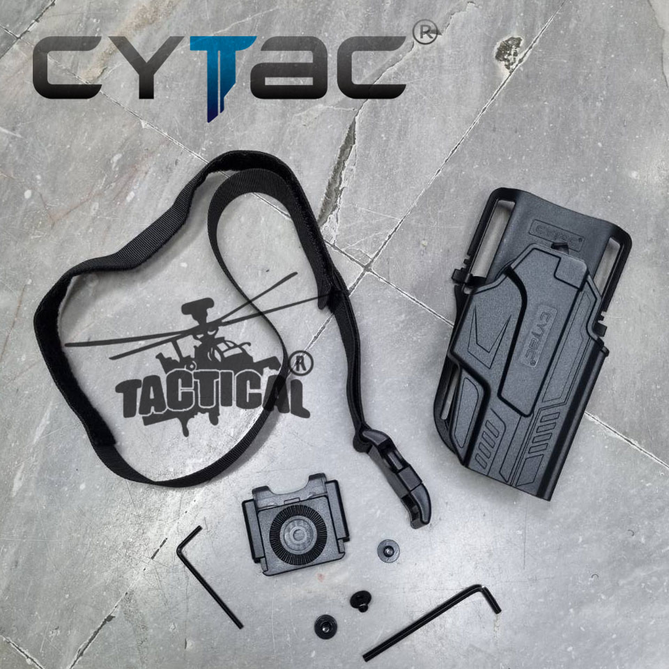 (งานแท้) ซองปืนปลดนิ้วโป้ง + เพลทลดต่ำ + รัดขา ยี่ห้อ Cytac