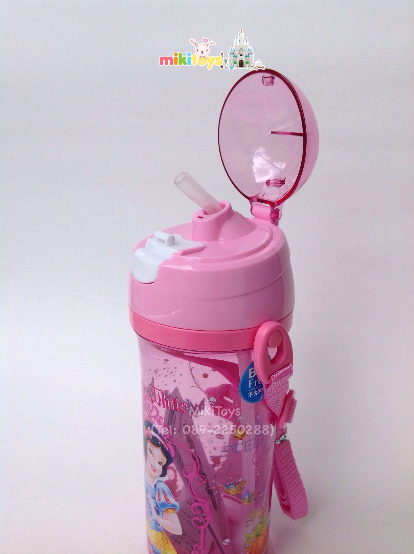 กระติกน้ำเจ้าหญิง Princess (SnowWhite&Cinderella)Disney 550ml. สีชมพูใส*BPA Free(ฟรีค่าจัดส่ง)
