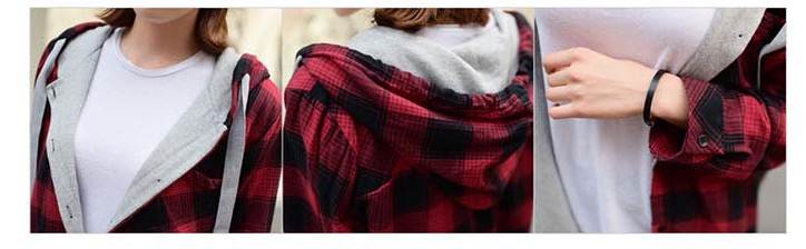 PreOrderไซส์ใหญ่ - เสื้อกันหนาวไซส์ใหญ่ คนอ้วน มีHood ลายสก๊อต 2 สี สี : แดง / เทา