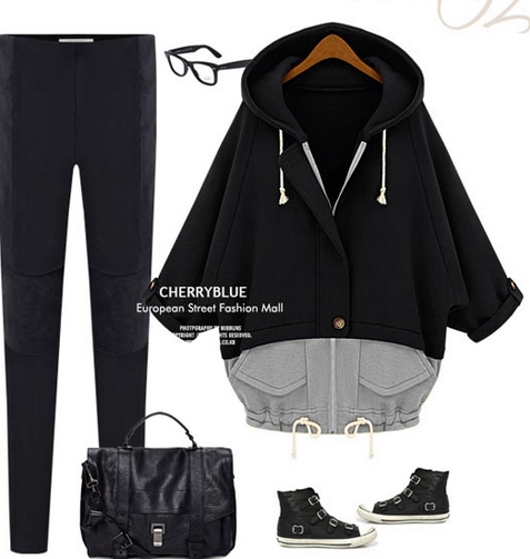 PreOrderไซส์ใหญ่ - เสื้อกันหนาวแฟชั่นไซส์ใหญ่ เหมือนเป็นผ้าสองชิ้น ติดซิปหน้า มีHood อุ่นแน่นอน สี : สีน้ำเงิน / สีดำ