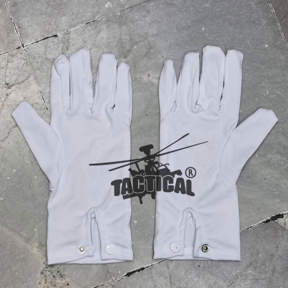 ถุงมือจราจรสีขาว กระดุม เต็มนิ้ว