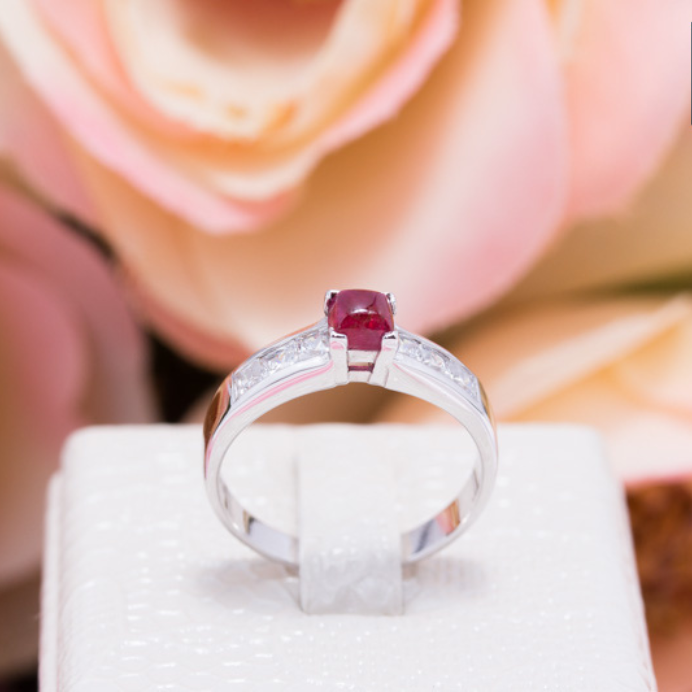 แหวนเงินแท้ พลอยทับทิมแท้(ราศีกรกฎ)