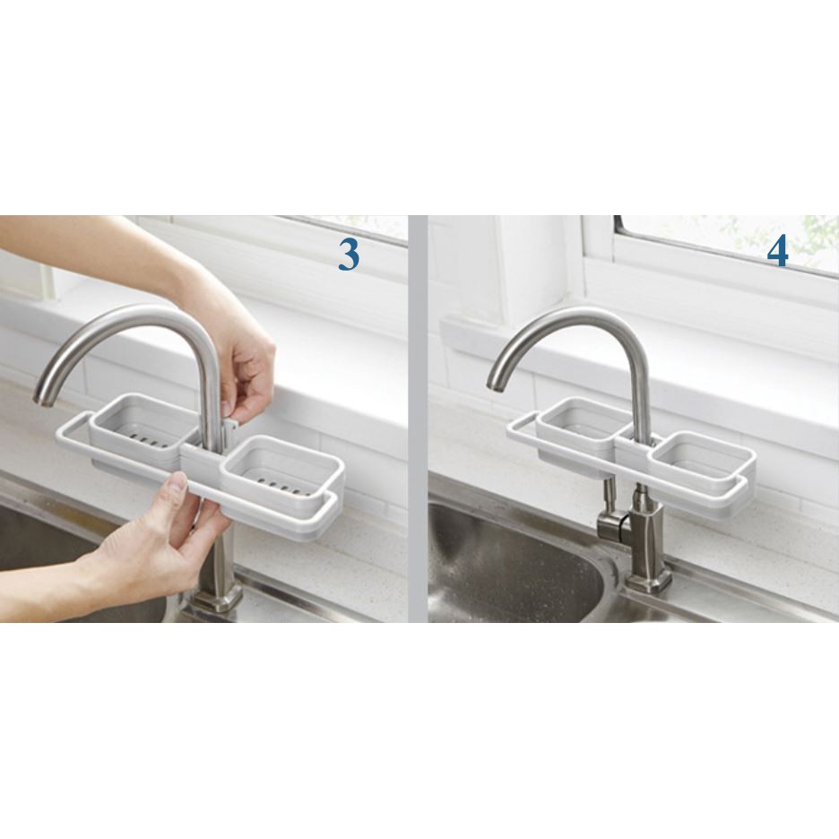 Akachan ที่วางสบู่ อุปกรณ์ล้างจาน แบบ 2 ถาดคู่