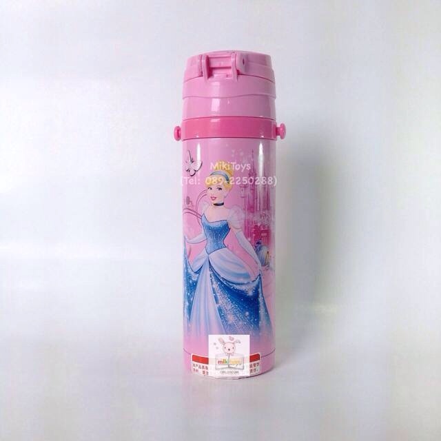 ✅กระติกน้ำเจ้าหญิง Disney Princess (Snow White,Cinderella,Ariel)ใบใหญ่ 450ml.แถมหลอดสำรอง/จุก/แปรงล้างหลอด รุ่นกดแล้วฝาเด้ง เก็บอุณหภูมิ