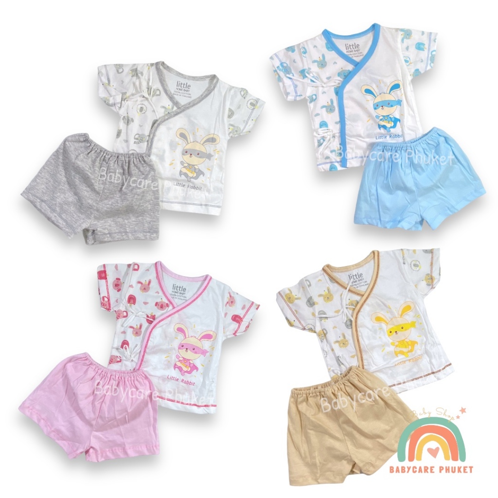 ชุดแขนสั้นขาสั้นเด็กแรกเกิด แบบผูก ผ้าคัตตอล