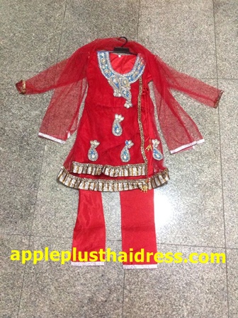 ABN87 ชุดบรูไนสีแดงสำหรับเด็กหญิง 5-9ปี