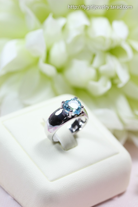 แหวนเงินแท้ พลอยบลูโทแพสแท้(ราศีธนู)