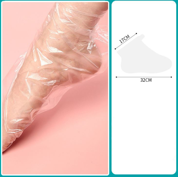 ถุงสปาเท้า ถุงพลาสติกสวมเท้า-รองเท้ากันเปื้อน มีหูยื่นสำหรับติดเทปกันหลุด (มีเทปในชุด) แพ็ค 98-100 ชิ้น