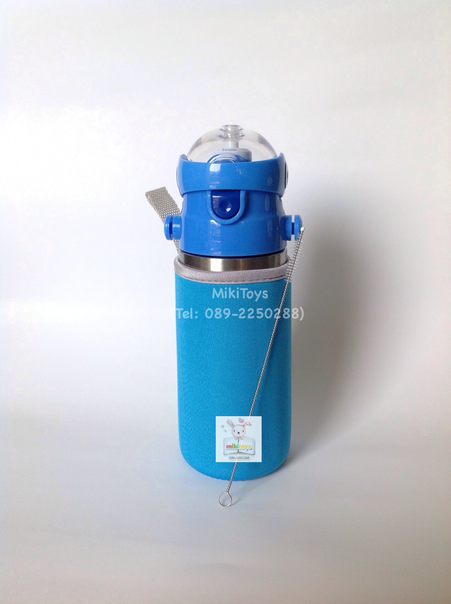 ✅กระติกน้ำมิกกี้เมาส์ Disney Mickey Mouse สีฟ้า-เงิน ลายด้านเดียว --Good Luck Disney Baby-- แถมฟรี!! ถุงหุ้มช่วยรักษาอุณหภูมิ1ถุงและแปรงล้างหลอด1ชิ้นค่ะ^^