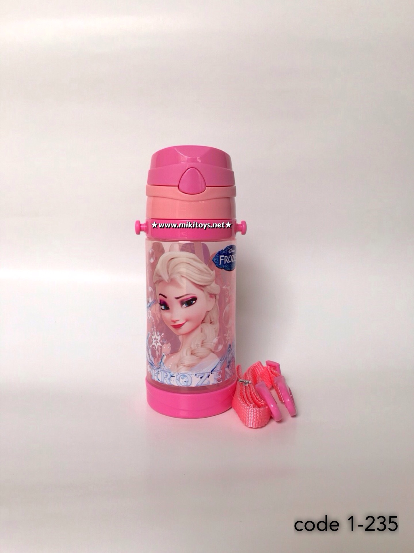 กระติกน้ำ Frozen โฟรเซน สีชมพู รุ่นฝาเด้ง ปุ่มกดสามเหลี่ยม