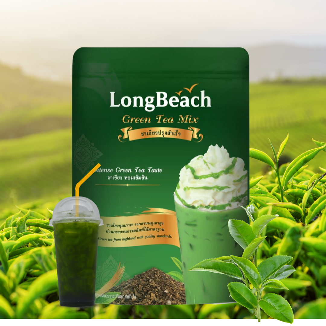 ลองบีชชาเขียว ขนาด 400 กรัม LongBeach Thai Green Tea size 400g. รหัส 1478
