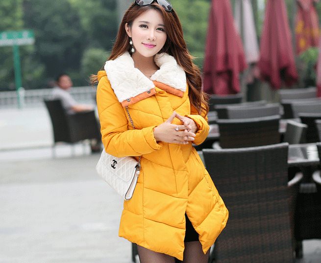 PreOrder - เสื้อกันหนาวแฟชั่นเกาหลี ไซส์ใหญ่ ไซส์เล็ก เป็นแจ๊คเก็ตตัวยาว คอปกใหญ่ สี : แดง / เขียว / ดำ / เหลือง