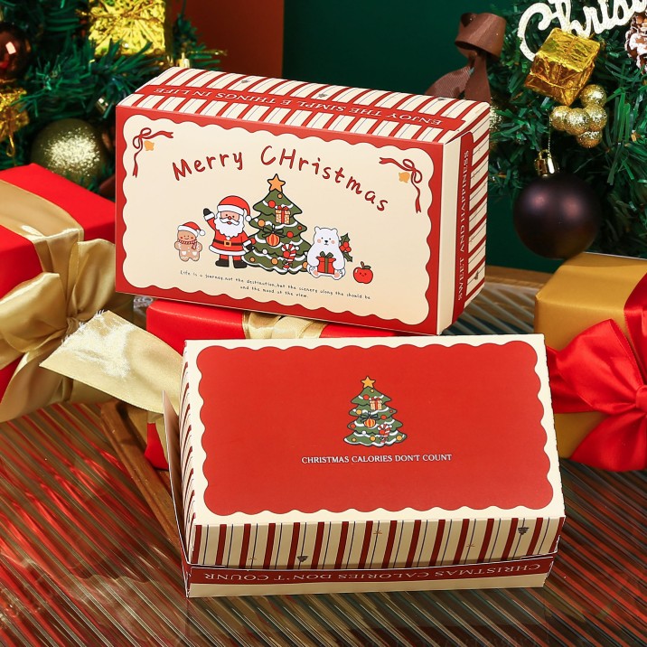 กล่องใส่ขนม-อาหาร Christmas ขนาด 17.5x10x7.5 cm. แพ็ค 20 ชิ้น