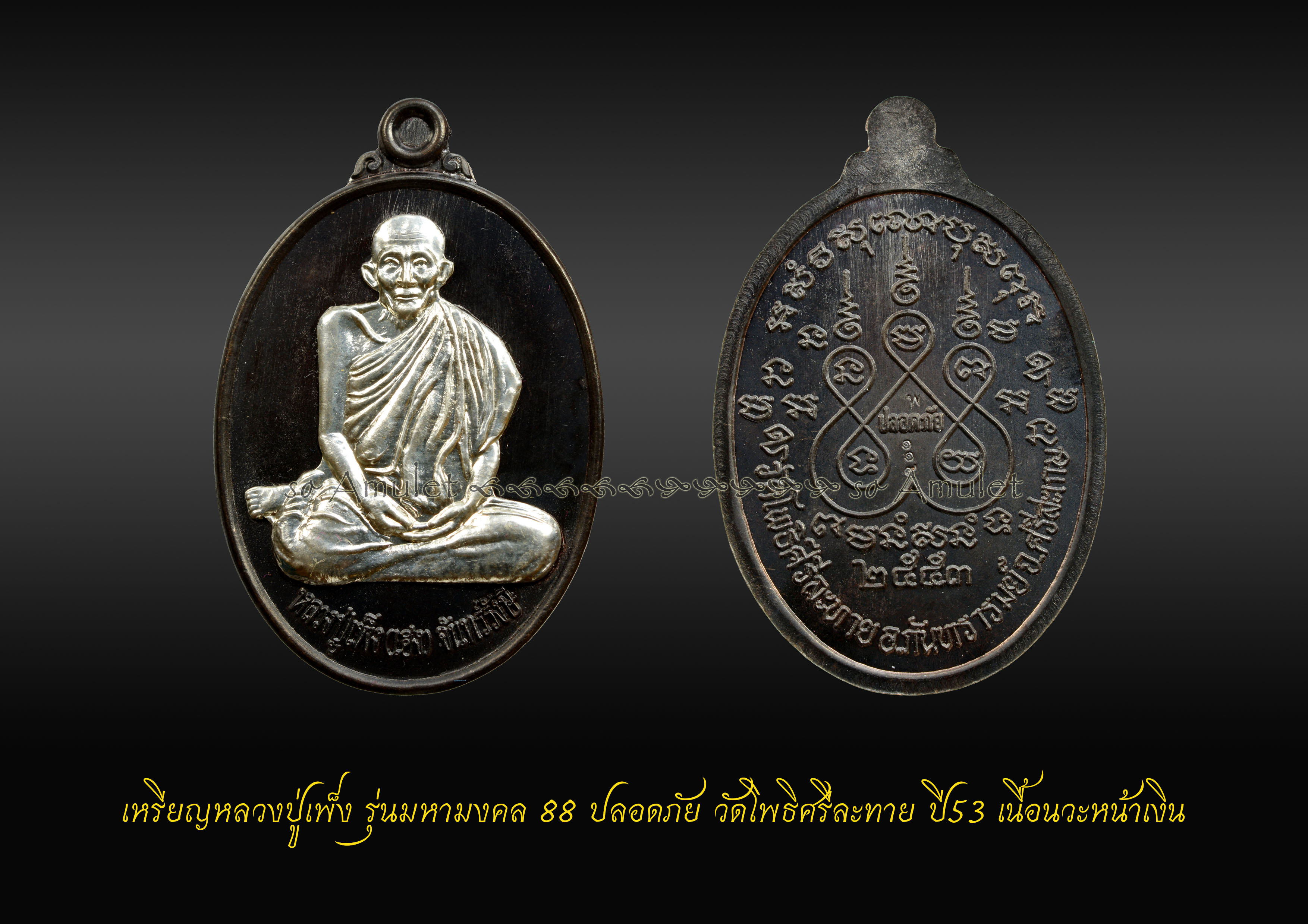 เหรียญหลวงปู่เพ็ง รุ่นมหามงคล 88 ปลอดภัย วัดโพธิศรีละทาย ปี53 เนื้อนวะหน้าเงิน