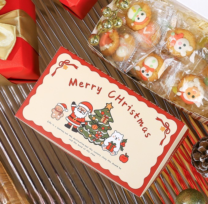 กล่องใส่ขนม-อาหาร Christmas ขนาด 17.5x10x7.5 cm. แพ็ค 20 ชิ้น