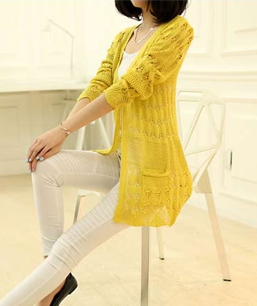 Pre Order - เสื้อคลุมกันหนาวแฟชั่นเกาหลี เวตเตอร์ถัก แบบบาง สี : สีเขียว / สีฟ้า / สีเบจ / สีดำ / สีกุหลาบ / สีชมพู / สีเหลือง