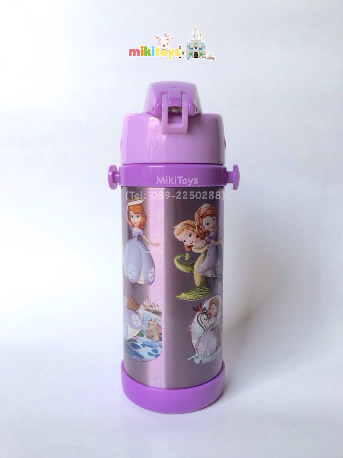 กระติกน้ำโซเฟีย เดอะ เฟิร์ส Sofia The First สีม่วง ขนาด350ml. รุ่นกดแล้วฝาเด้ง พร้อมตัวล็อค2ชั้น เก็บอุณหภูมิ
