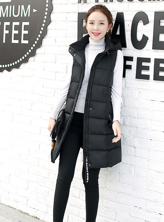 Pre-LD014 - Preเสื้อกันหนาว - เสื้อกั๊กกันหนาว มี Hood(ถอดได้) สี : แดง / ดำ / เขียว / ขาว / ชมพู / เทาอ่อน