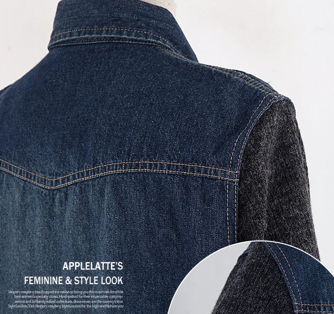 PreOrderไซส์ใหญ่ - เสื้อยีนส์กันหนาวแฟชั่น คนอ้วน ไซส์ใหญ่ ตัวเสื้อเป็นผ้ายีนส์ แขนตัดเย็บผ้าไหมพรม เท่ห์ ๆ