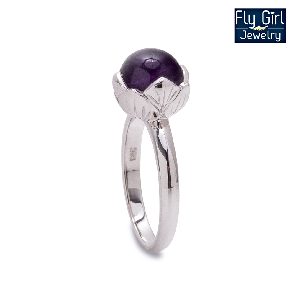 แหวนเงินแท้ พลอยอเมทิสต์แท้(ราศีกุมภ์)